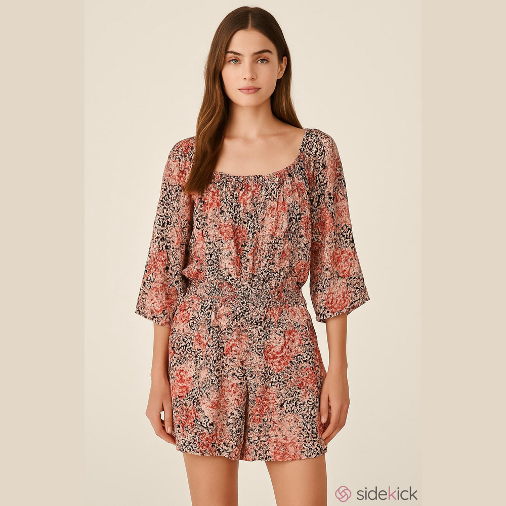 Toxik Romper Floral Leopard Print Skort, SZ 3X, Pretty red and pink floral (T3)